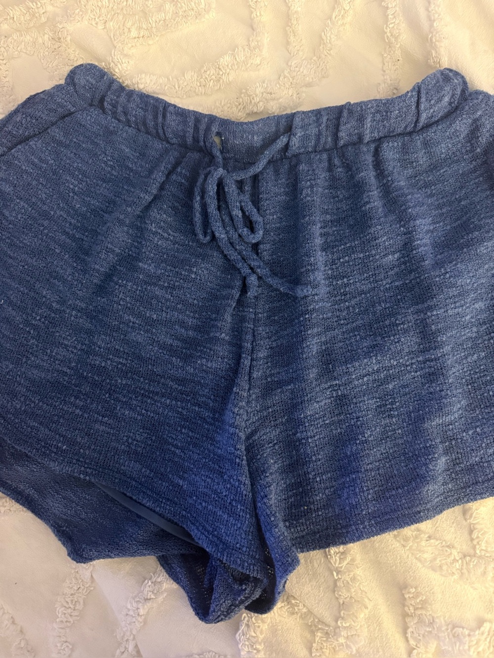 Gilli Heathered Blue Knit Drawstring Athletic Shorts